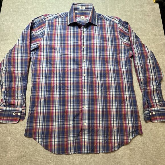 Peter Millar Other - Peter Millar Shirt Men Medium Multicolor Plaid 100% Cotton Long Sleeve Button-Up